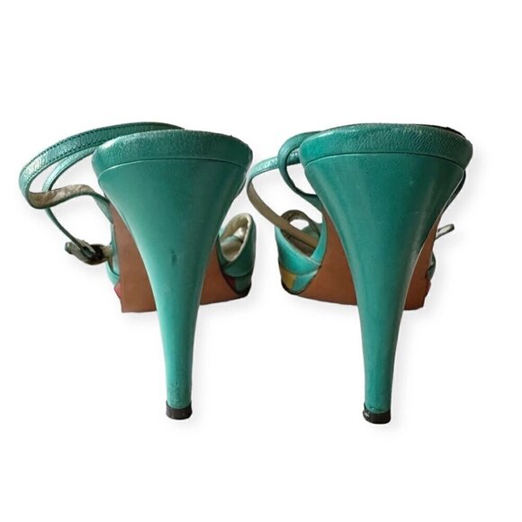 Vintage Garolini Ankle Strap Heel, Patchwork Platform,  Size 8N - Picture 6 of 14